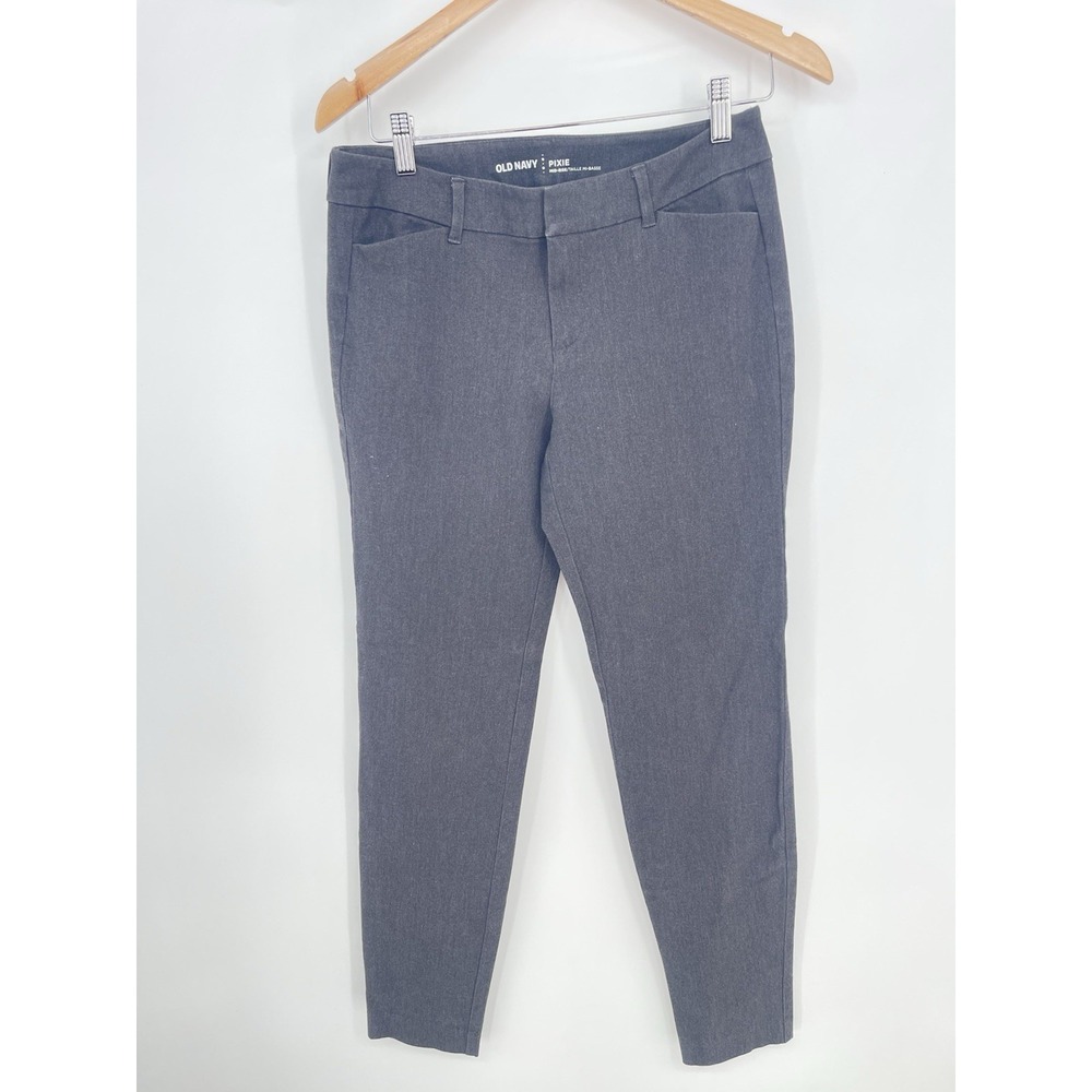 OLD NAVY Pixie Gray Ankle Pants Women Stretchy Cotton Size 6 Bin9